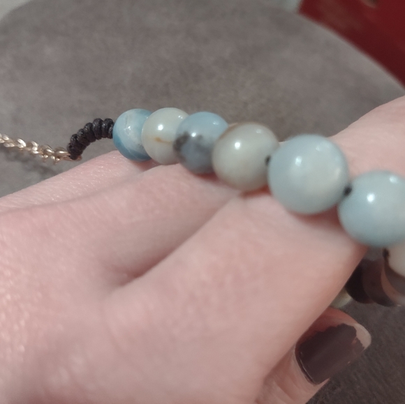 Natural 10mm Blue Round Amazonite Gemstone Bead Necklace - Picture 14 of 14